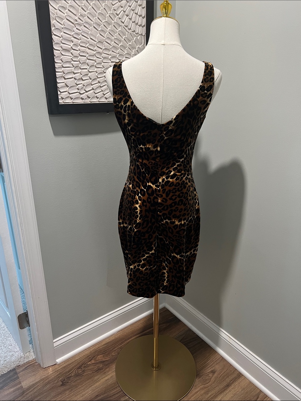 Newport Leopard Print Velvet Bodycon Dress - Brown/Black - Picture 4 of 4